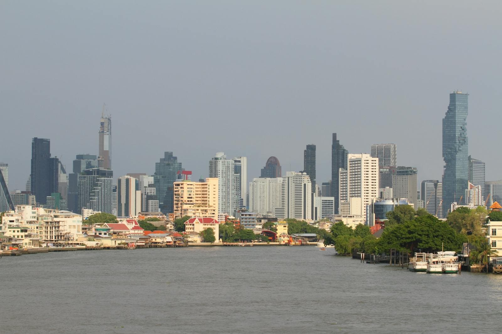 Bangkok skyline along the Chao Phraya River